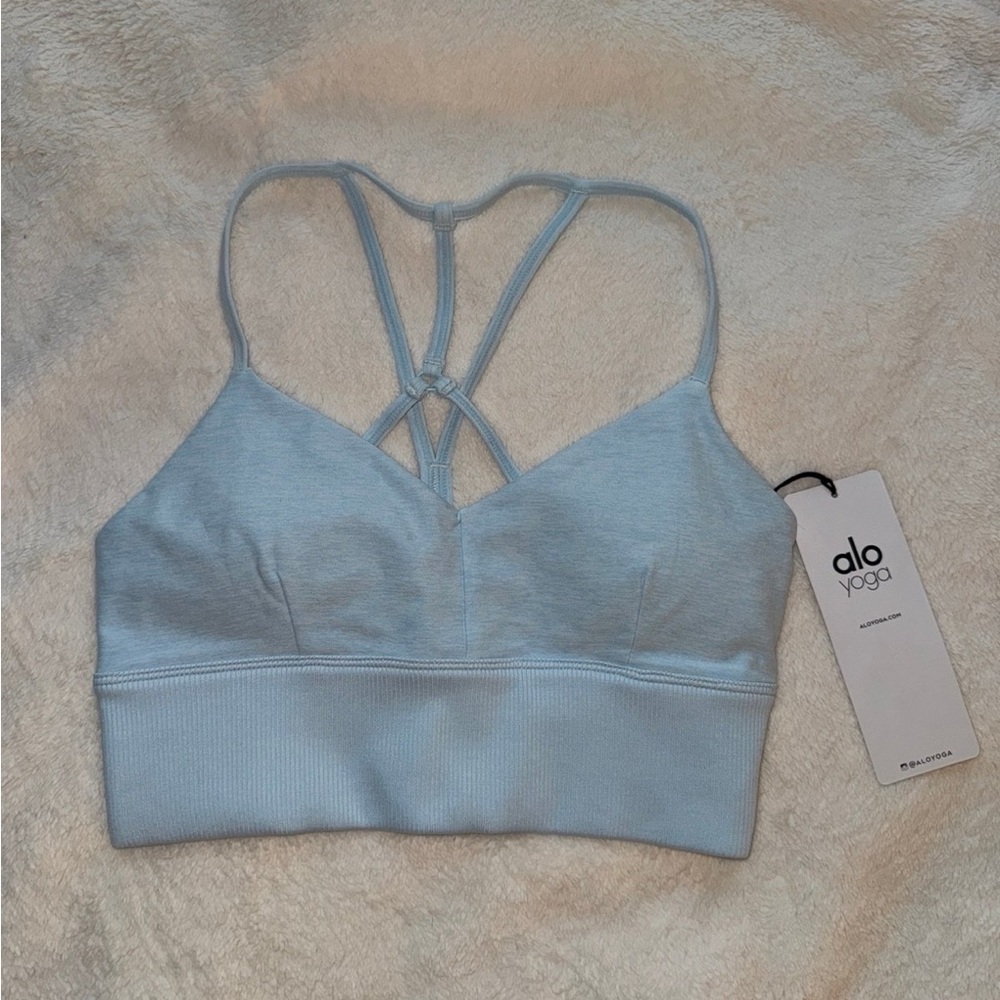 ALO Yoga Light Blue Strappy Sports Bra